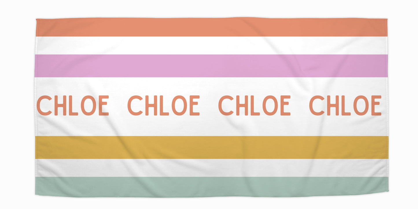 The Girls Retro Stripe Beach Towel